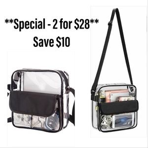 SPECIAL - 2/ Pack -Clear Crossbody Satchel Handbag - Stadium Events - SZ LG